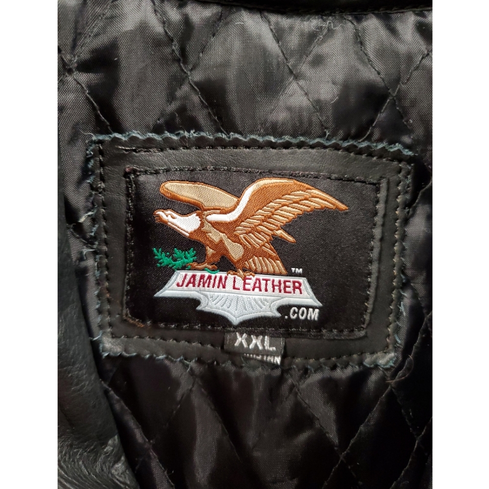 Jamin Leather Jacket w/inlays and Removable Liner Men's XXL Motorcycle Coat - Picture 4 of 10